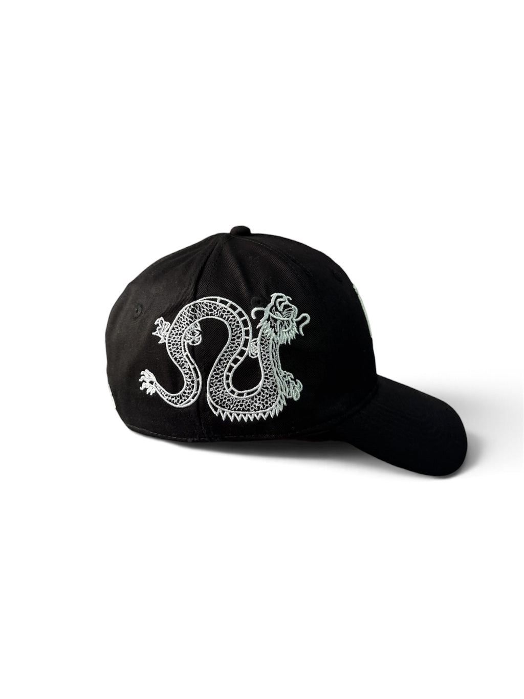 Men’s Black Fitted Cap with Dragon Embroidery | Stylish Baseball Cap