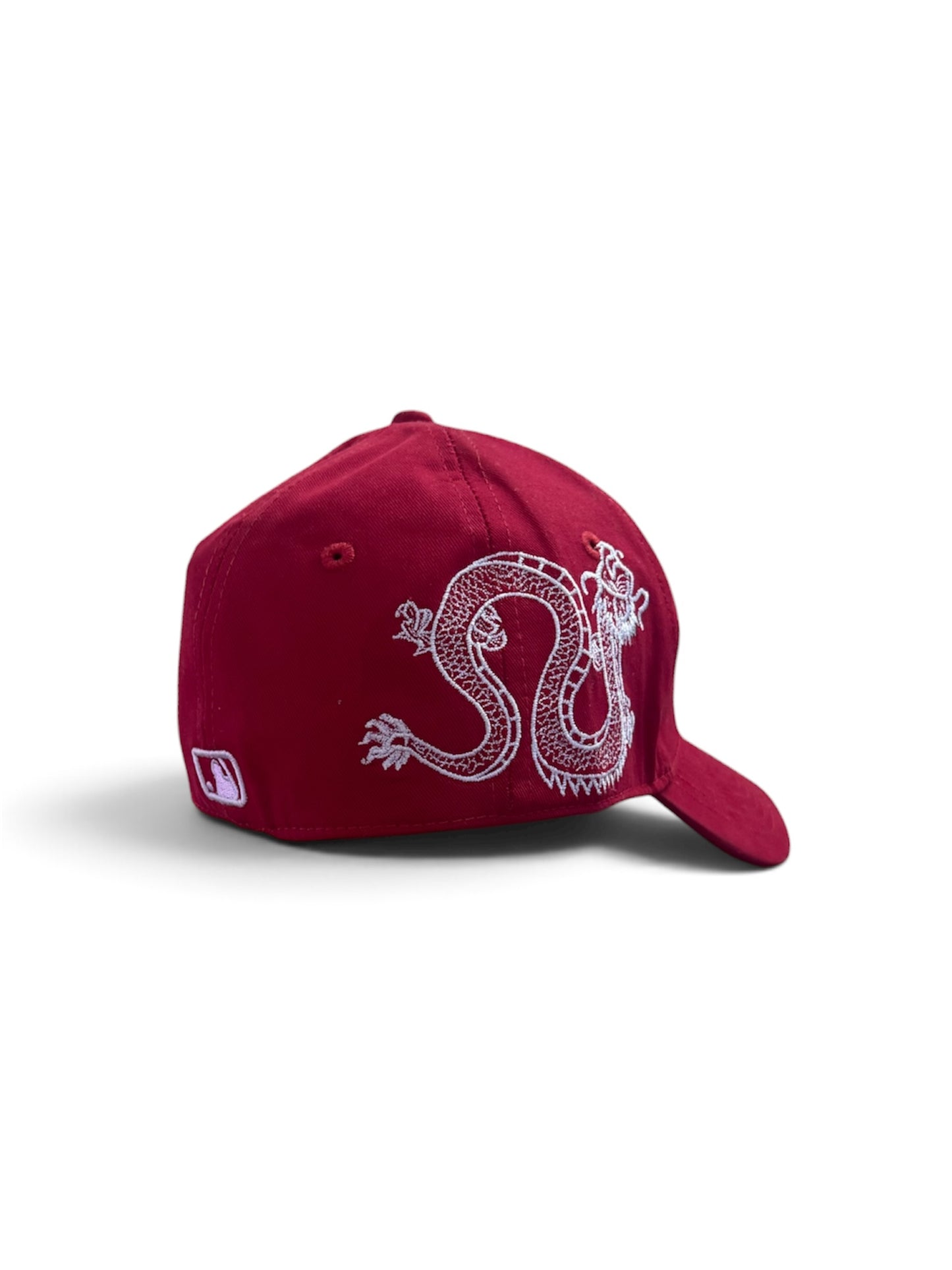Men’s red Fitted Cap with Dragon Embroidery | Stylish Baseball Cap