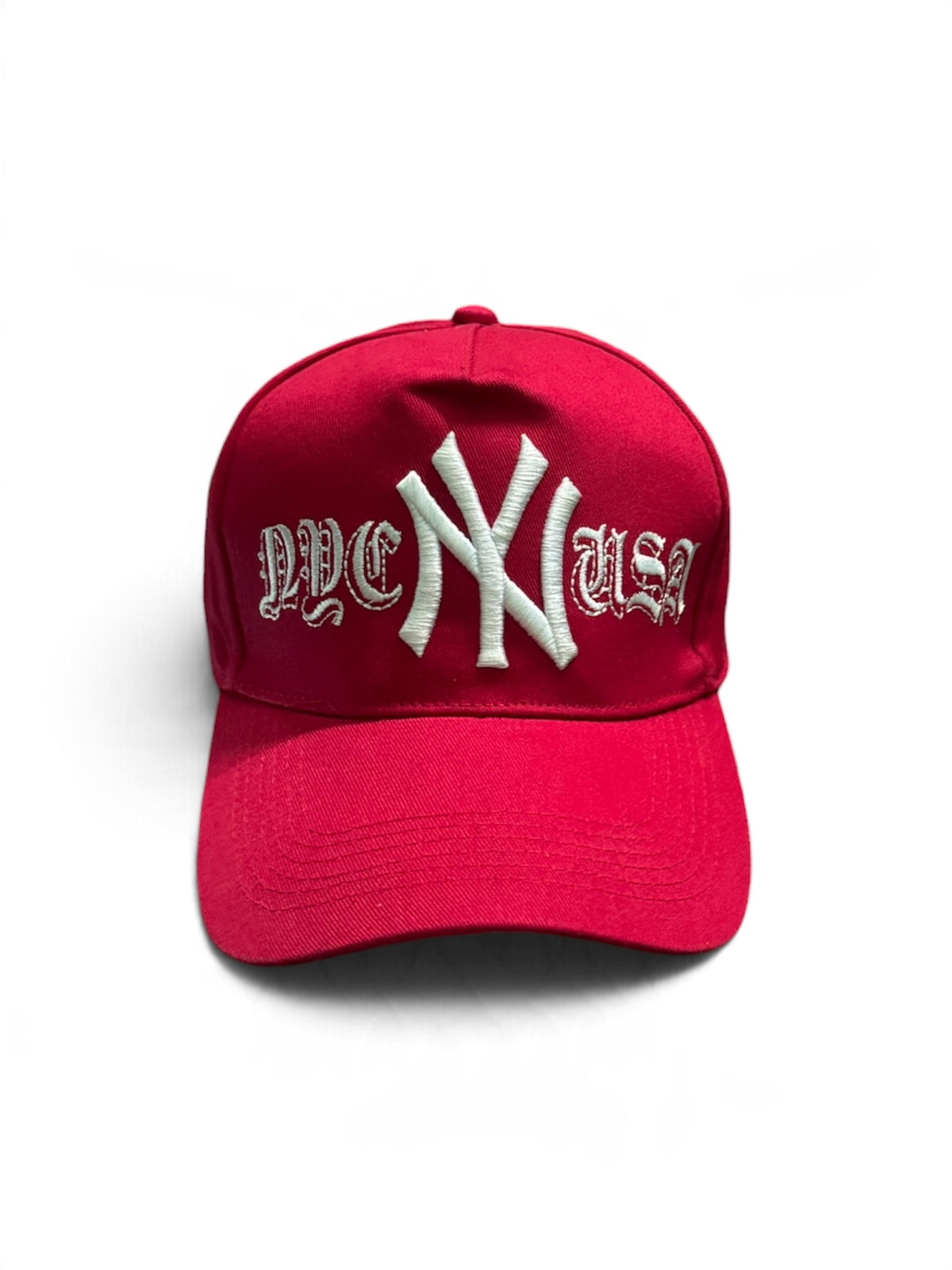 Suggested Name: New York Yankees "NYC USA" Scarlet Gothic 59FIFTY Fitted Cap