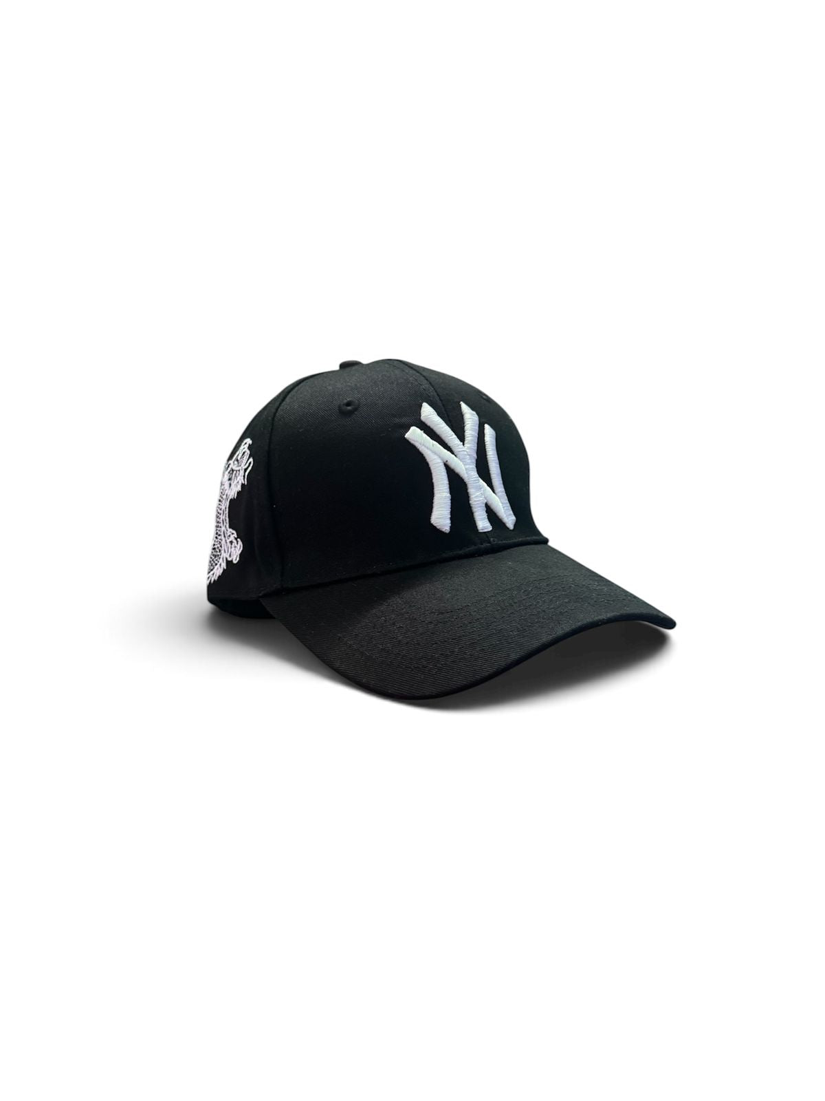 Men’s Black Fitted Cap with Dragon Embroidery | Stylish Baseball Cap
